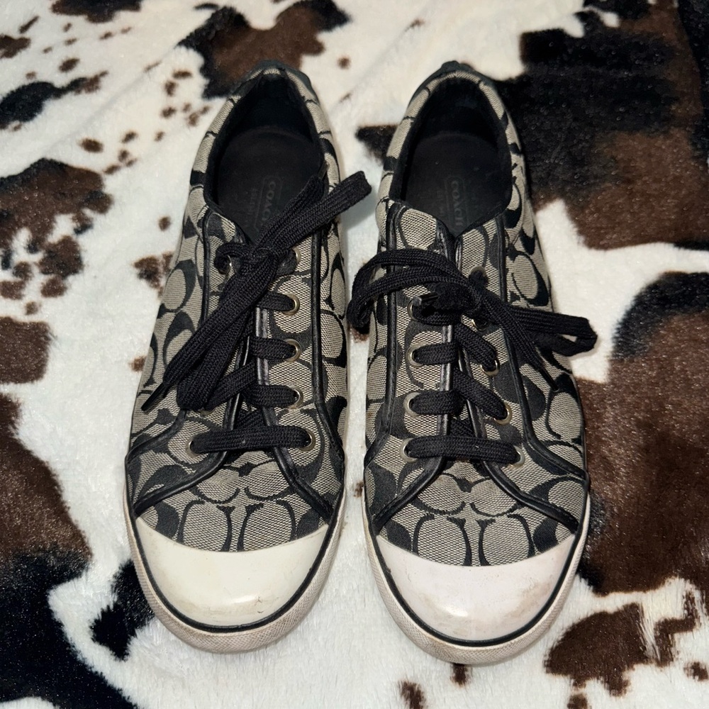 VINTAGE Coach Women's Black and Gray Sneakers